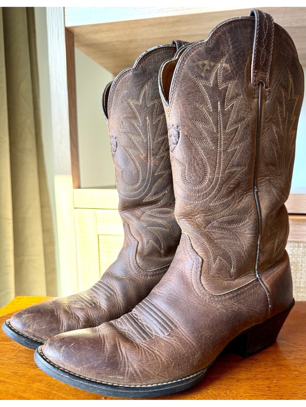 Ariat Heritage R Toe Brown Leather Western Cowgirl Boots 7B 10001021 - Picture 2 of 9